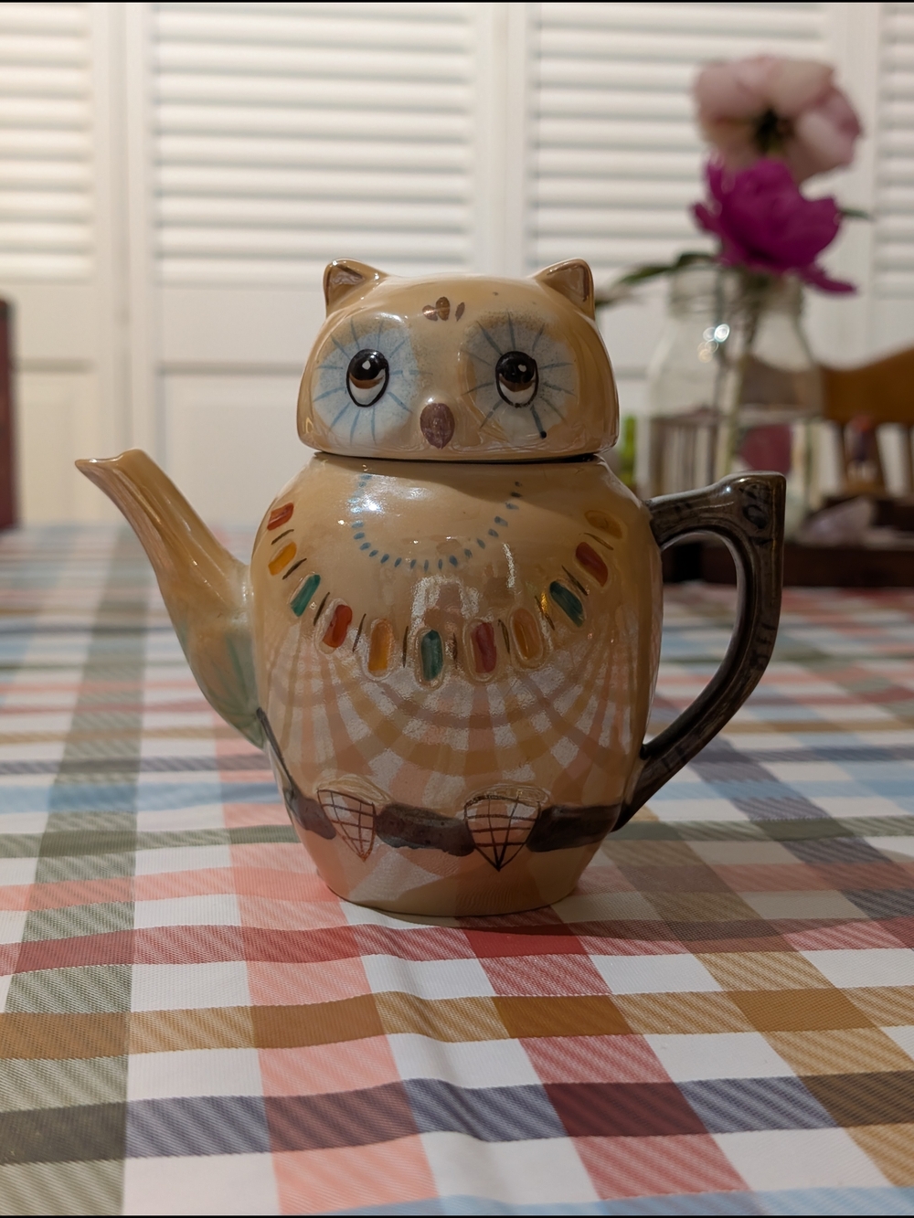 Vintage Pier 1 Imports Lusterware Owl Teapot
